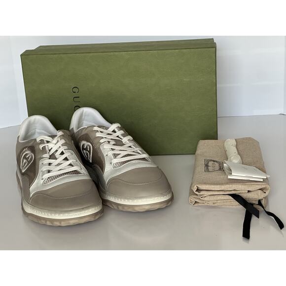 Gucci Dali Soft Gray/White Leather Sneakers 13.5 US (Gucci 13) Italy 778301 NIB